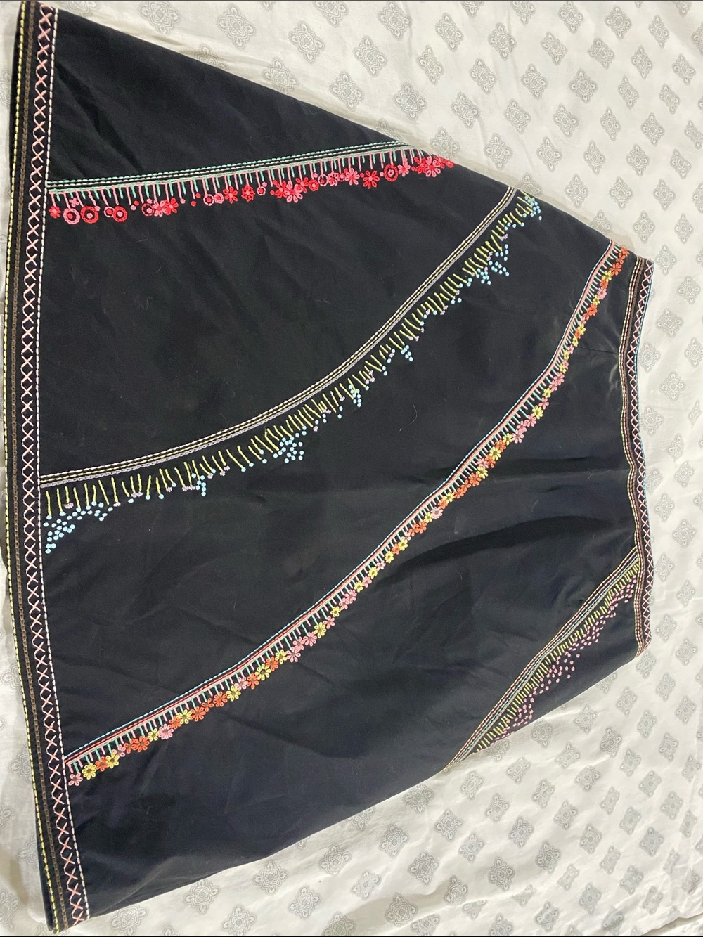 Harold's Black Midi Skirt with Multicolor Embroidery